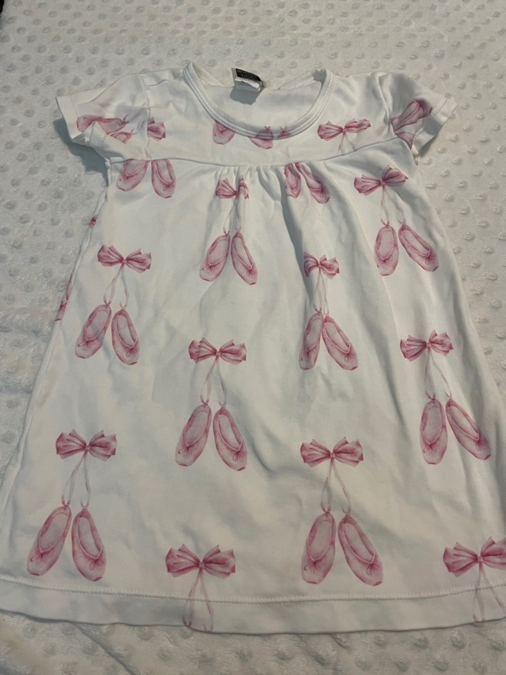 White Dress with Pink Ballet Slipper Print